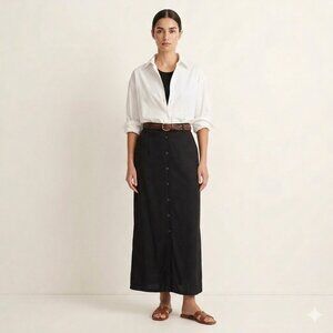 Vintage 90's Gap Rayon Column Maxi Skirt Button Front Black XS/S 6